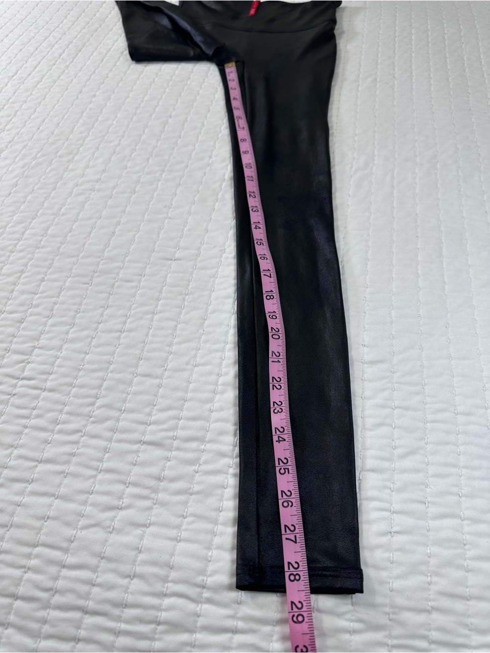 SPANX Black High-Waist Faux-Leather Leggings Smoothing Shaping Sleek Size SP - Picture 6 of 12